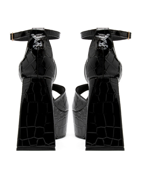 Plataforma Negra Croc Ankle Strap 22302